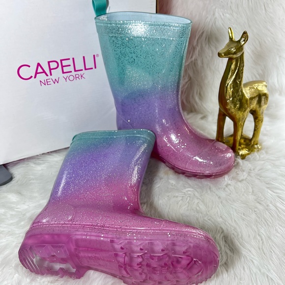 Capelli Girls Glitter Waterproof Rain Boots for Girls Sparkle Rainbow - Picture 10 of 10